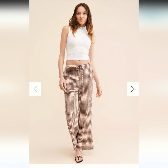 CHARLIE HOLIDAY LOLA HOUNDSTOOTH FLARE PANTS LINED SIZE XS/2 - Picture 1 of 12